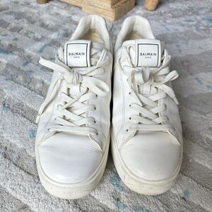 Balmain White Lace-Up Sneakers